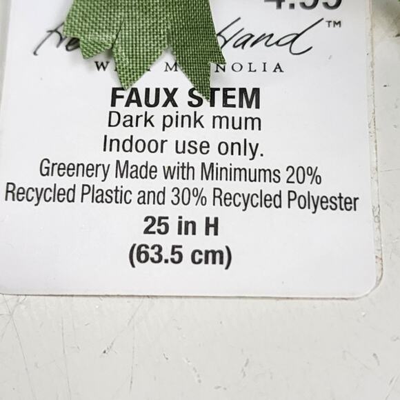 Hearth & Hand with Magnolia Faux Stem Dark Pink & Beige Mums 25" Tall Set of 3 - Picture 2 of 2